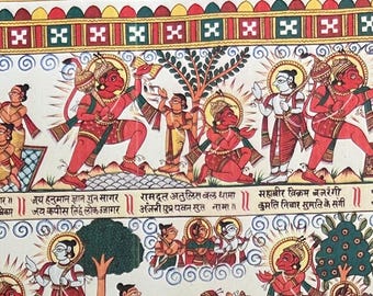 Hanuman Chalisa-schilderij | Handgemaakte Pattachitra-volkskunst