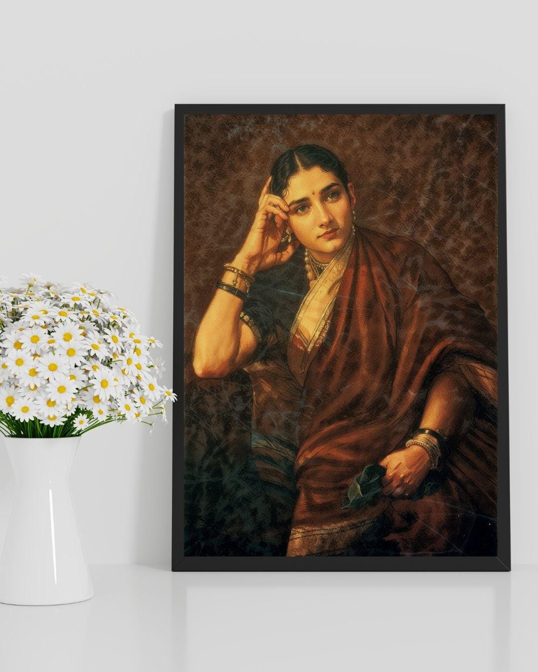 raja-ravi-varma-style-indian-woman-portrait-vintage-art-print-etsy