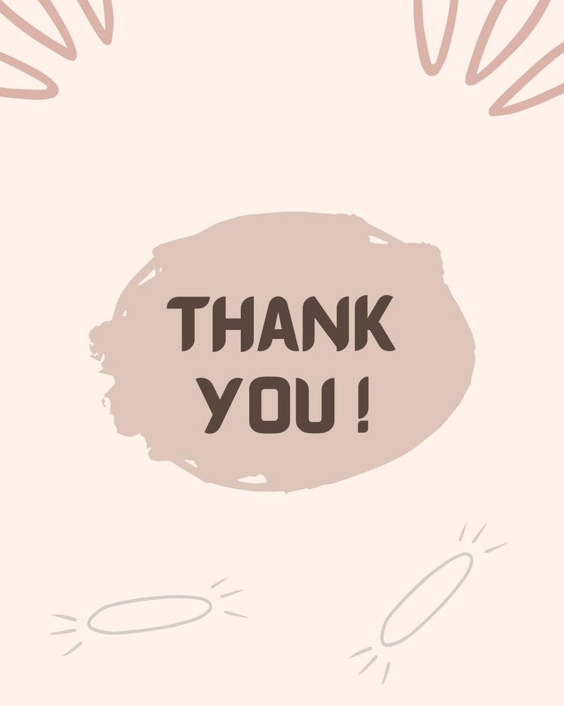 May include: A digital graphic with the words "THANK YOU!" in dark brown, set against a light brown, textured background. The design includes abstract shapes in a similar color palette, creating a cohesive and warm aesthetic.