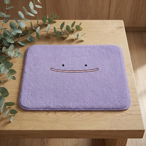 Tapis de bain idem visage | Tapis de salle de bain smiley violet lavande
