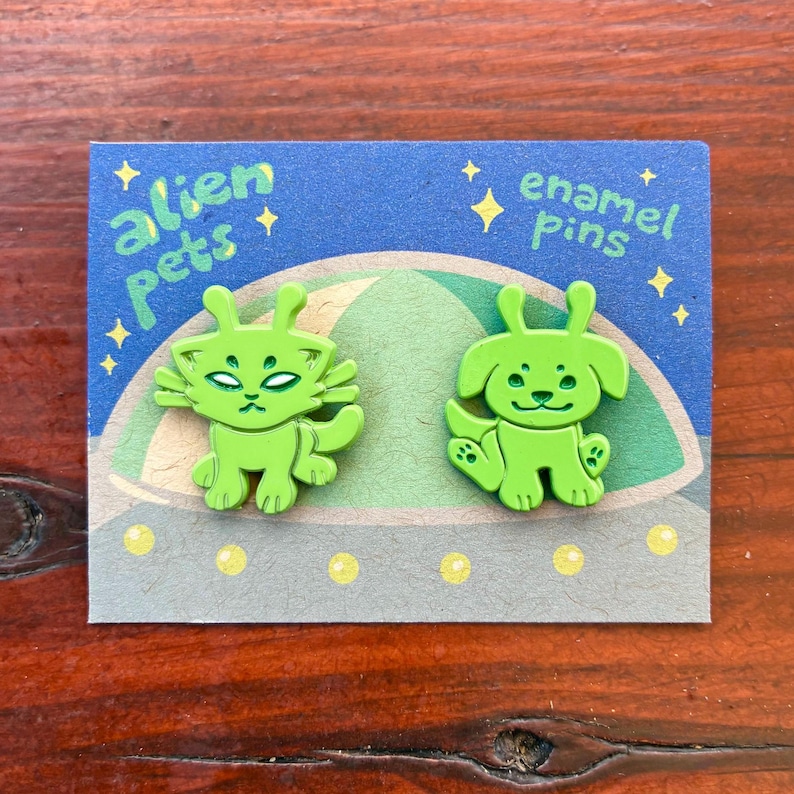 Alien Pets Enamel Pins • Glorp Cat & Dog Mini Lapel Pins - Etsy