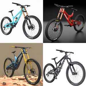 New 4 Set Downhill, Santa Cruz, Scott FR710, Canyon CF 9.0 Mountain Bikes 3D Models blend, dae, fbx, obj, usd, stl, Files Instant Download