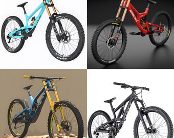 New 4 Set Downhill, Santa Cruz, Scott FR710, Canyon CF 9.0 Mountain Bikes 3D Models blend, dae, fbx, obj, usd, stl, Files Instant Download