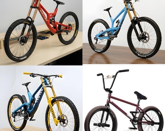 New 4 Set Santa Cruz, Downhill, BMX Extreme, Canyon CF 9.0 Mountain Bikes 3D Models blend, dae, fbx, obj, usd, stl, Files Instant Download