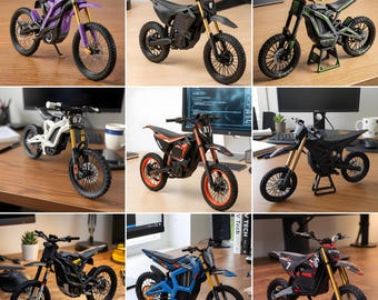 Neue 9er Set Pack Champ, MX Electric,GT 79BIKE, X1 Spark,Trail, Miniatur Longrange Electric Dirt Toy 3D Modell .stl Datei Sofort-Download
