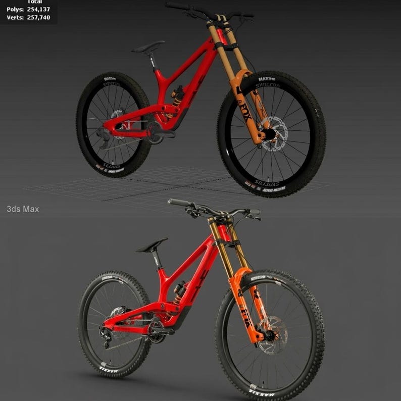 New Sport YT Extreme Downhill MTB Mountain Gold Suspension Bike 3D Model Blend, obj, fbx, usd, dae File Instant Download image 5
