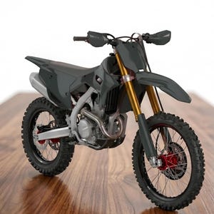 Nuevo modelo 3D ultrarrealista de motocicleta todoterreno 3M 2080 negro mate intenso (archivo .stl) para descarga instantánea.