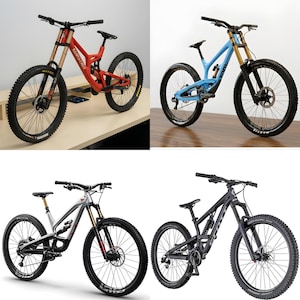 Nuevo juego de 4 bicicletas de montaña YT Enduro, Downhill, Santa Cruz, Scott FR710, modelos 3D (mezcla, DAE, FBX, OBJ, USD, STL) con descarga instantánea.