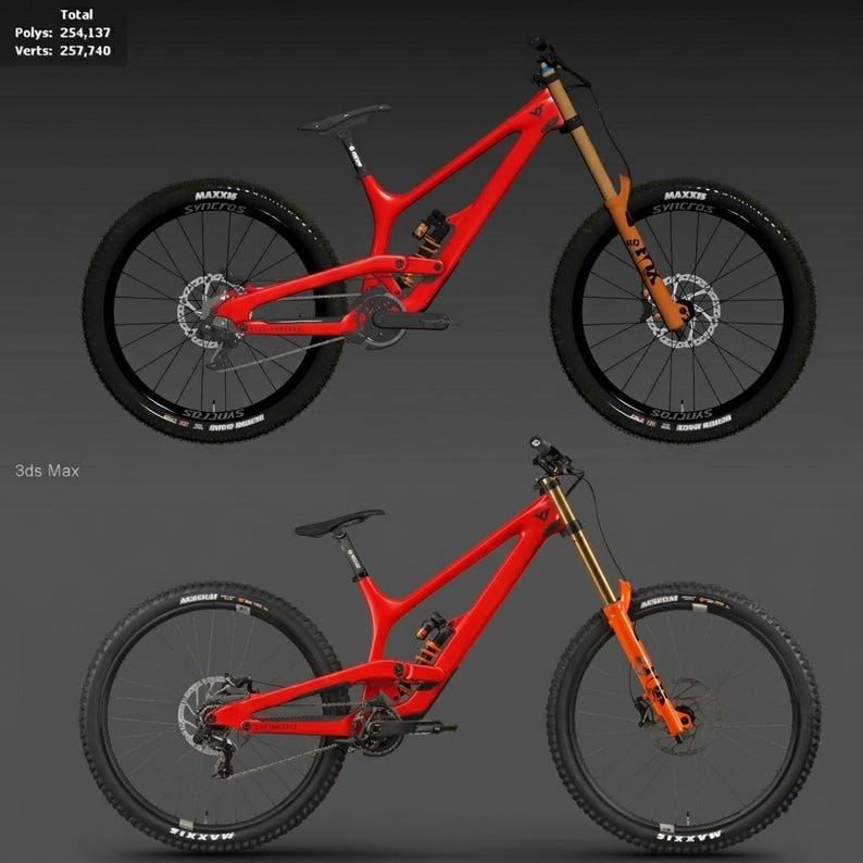 New Sport YT Extreme Downhill MTB Mountain Gold Suspension Bike 3D Model Blend, obj, fbx, usd, dae File Instant Download image 6