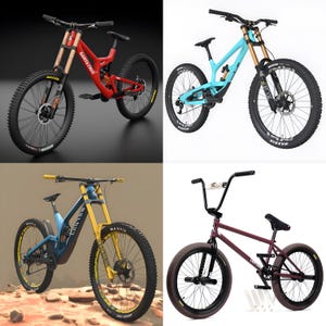 New 4 Set Santa Cruz, Downhill, BMX Extreme, Canyon CF 9.0 Mountain Bikes 3D Models blend, dae, fbx, obj, usd, stl, Files Instant Download