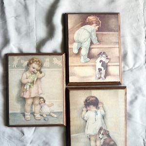Bessie Pease Gutmann | Nursery Prints | Vintage Prints | Litho Print on Wood Matte | Set of 3 Bessie Pease Gutmann Prints | Victorian Art