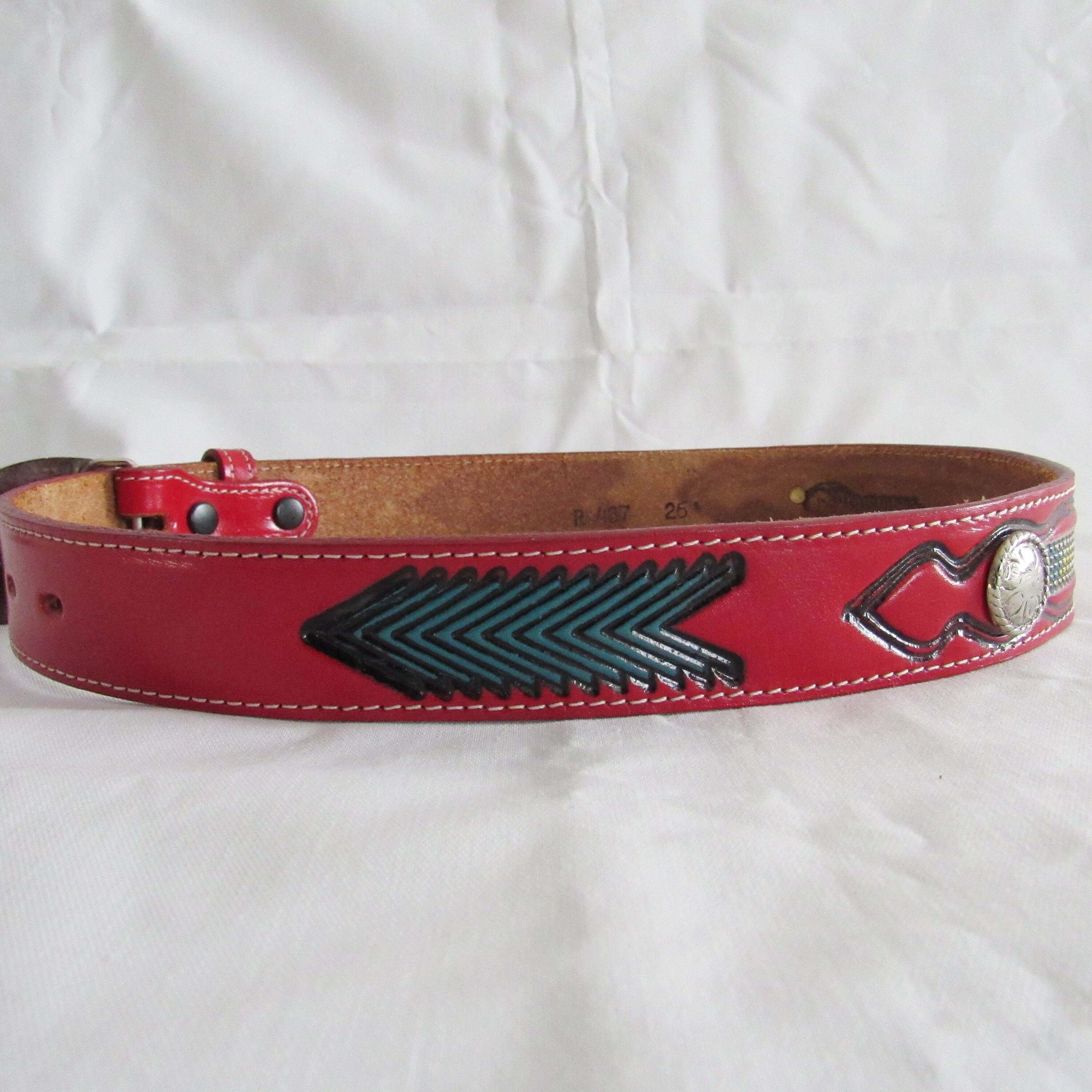 Vintage Western Fashion: Red Nocona Leather Belt - Etsy display picture 2