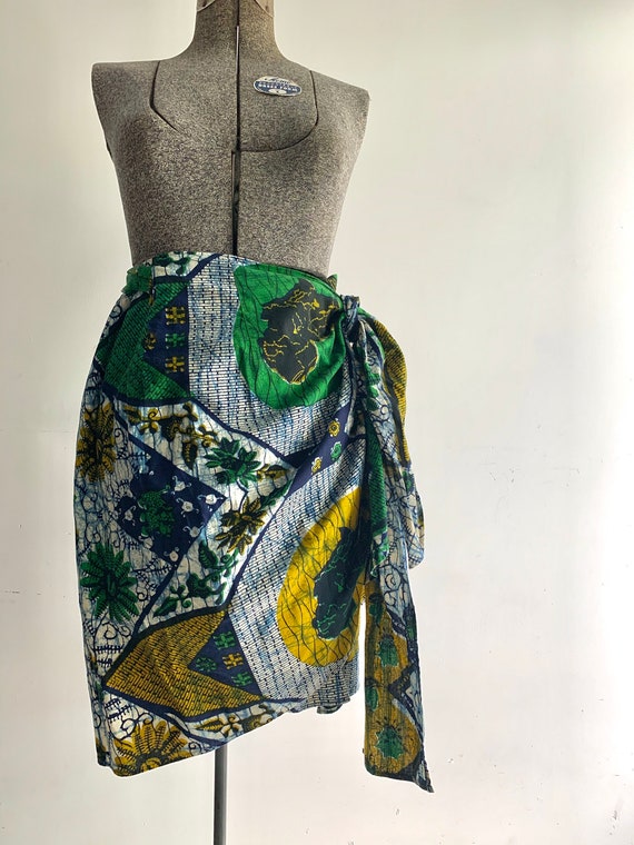 1990s Wrap Skirt | African Print Skirt | Vintage W