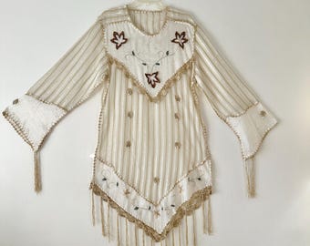 Vintage Sheer Dress mit Fransen Quaste und Häkelblumen