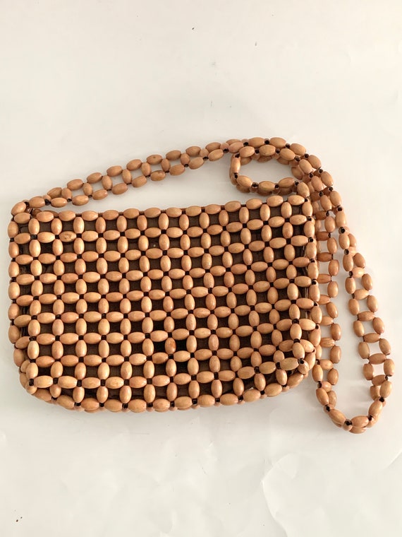Wood Bead Bag | Wood Beaded Shoulder Bag
