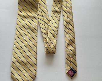 Vintage Chaps Yellow and Blue Striped Silk Tie, Classic American Preppy Fashion