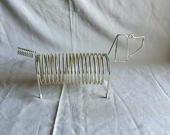 Dachshund Weiner Dog Mail Holder | Slinky Figure Sculpture Silver Spring Coil | MCM Office Decor | Slinky Dog | Vintage Letter Holder