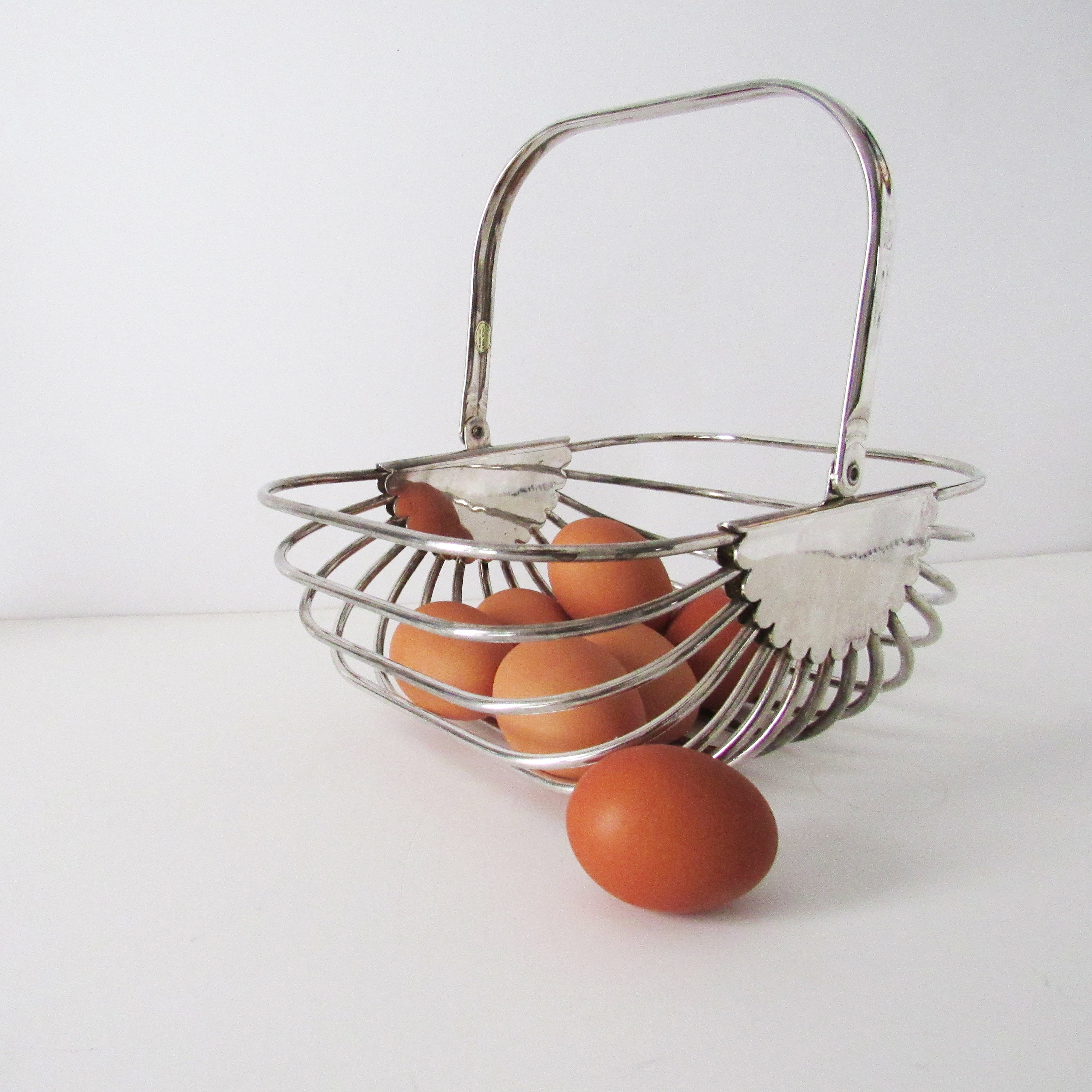 Vintage Silver Wire Basket | Vintage Metal Basket | Wire Fruit Basket With Handle | Traditional Home Decor | Silver Basket