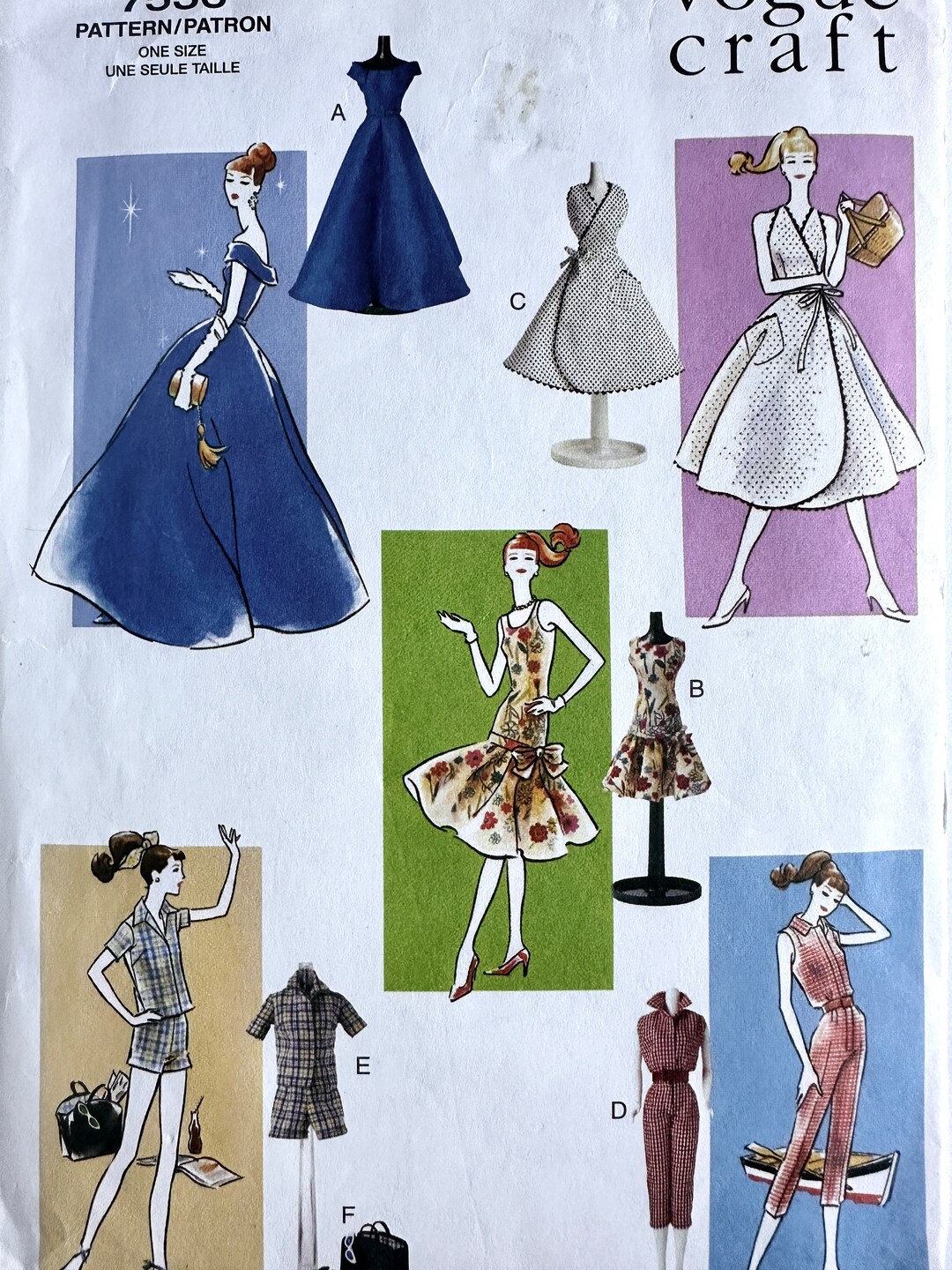 Vogue Craft Sewing Pattern 7536 Fashion Doll Sewing Patterns Vintage ...