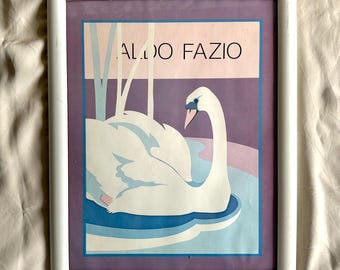 Aldo Fazio | Aldo Fazio Swan Print | 80s Art Deco | Golden Girls Aesthetic | 80s Art | Scafa-Tornabene Art | 80&#39;s Framed Poster Print