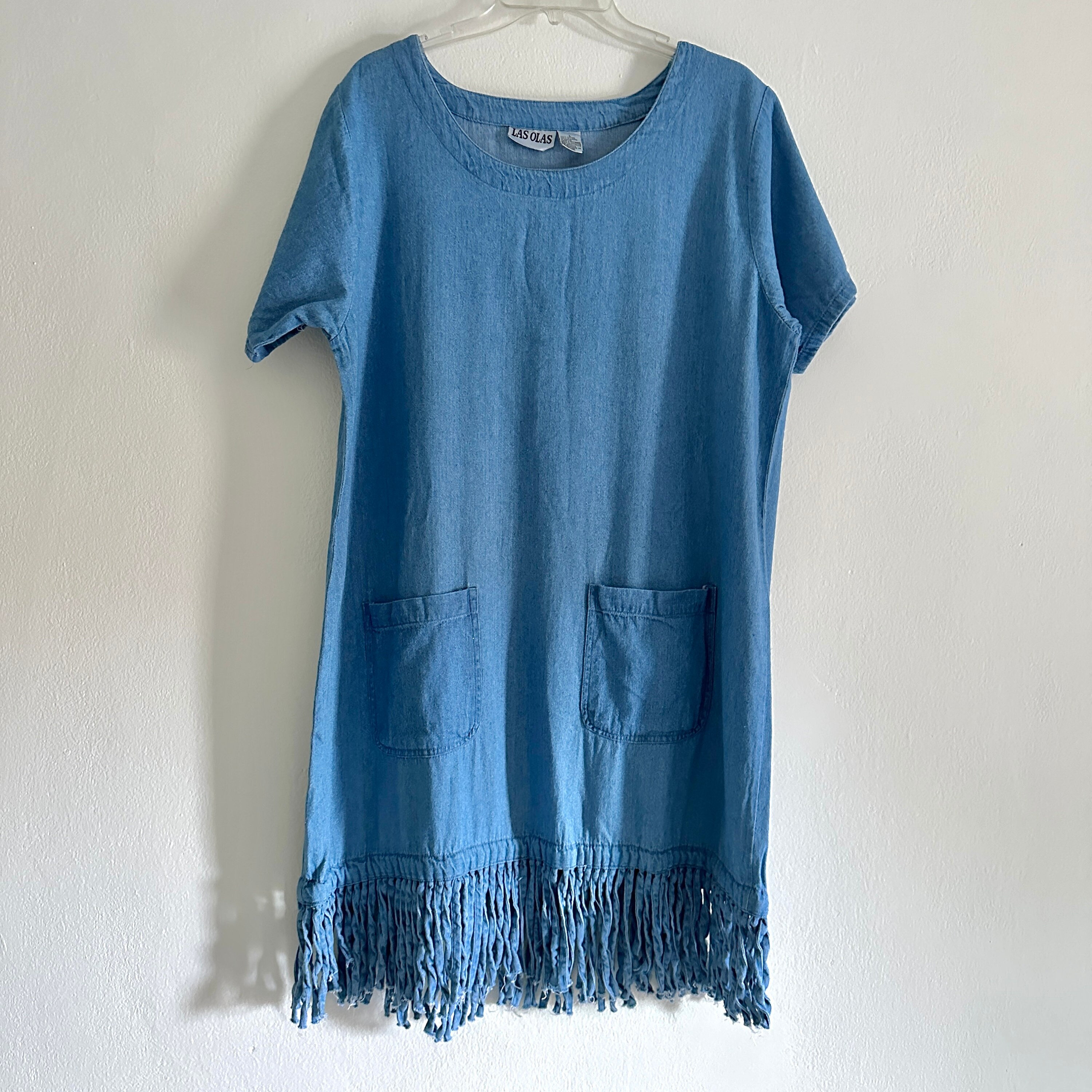 denim dress fringe Lyra Fringe Denim Dress