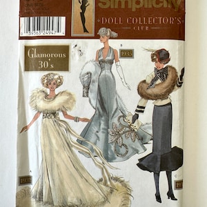 Simplicity Doll Collection Sewing Pattern 9704 - Glamorous 30s | 1930s Fashion Design Sewing Pattern | Vintage  Sewing Pattern