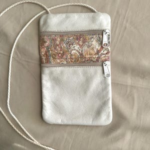 White Crossbody Bag | Vintage Leather Bag | 90s Crossbody Bag | Vertical Handbag