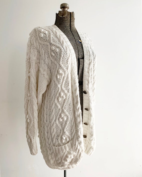 Vintage Popcorn Knit Cardigan / Cable Knit Cardiga