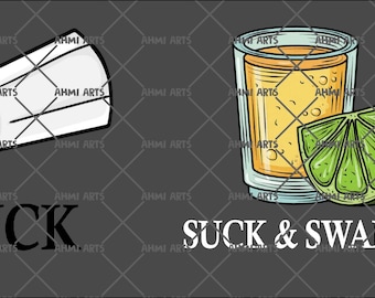 Lick/Suck & Swallow - Cute Couple Design - Adult Design - PNG and SVG - Sublimation Design