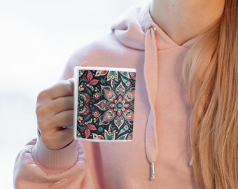 Bohemian Pattern Mug | Ceramic Boho Coffee Cup, 11oz 15oz