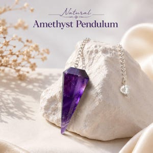 Natural Amethyst Pendulum Crystal | Healing Dowsing Tool, Chakra Alignment, Spiritual Divination