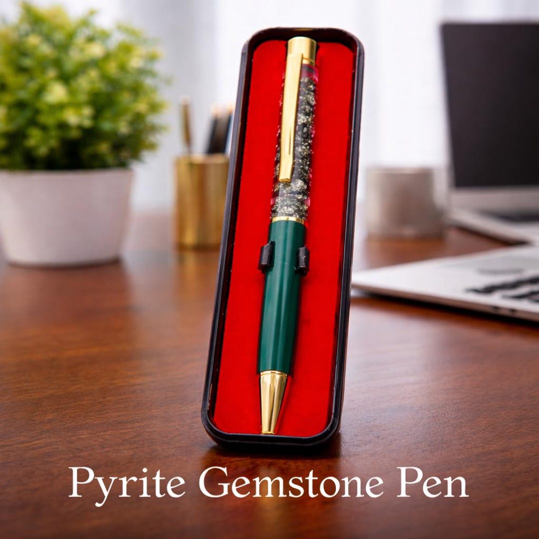 Pyritre Pen Pyrite Gemstone Pen With Gold Trim | Executive Office Wealth Crystal ...