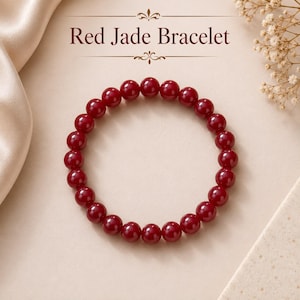 Scarlet Bloom Red Jade Bracelet | Handmade Gemstone Bracelet | Minimalist Jewelry Gift
