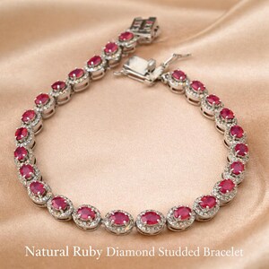 Luxury Ruby Diamond Bracelet – Elegant Silver Statement Jewelry
