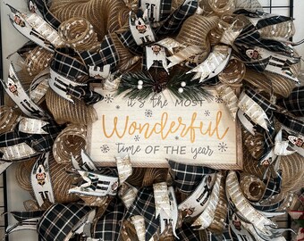 Nutcracker Ribbon Holiday Wreath - 18 Inch Base