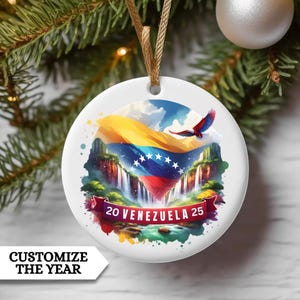 Personalized Venezuela Ornament, Custom Venezuelan Trip Ornament, Venezuela Christmas Ornament, Venezuela Gift, Venezuela Flag Souvenir