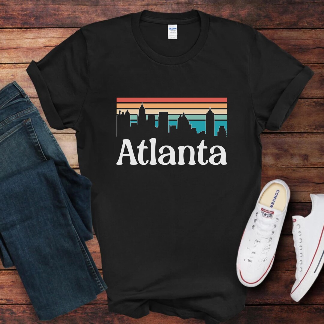 Atlanta Retro Colorful Atlanta Skyline Shirt, Retro 1970's Style Atlanta Georgia T ...