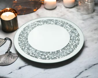 SERENA'S ® ronde gespiegelde kristallen kaarsplaat met diamanten 25 cm - een elegante toevoeging aan je tafelblad - Beste cadeau