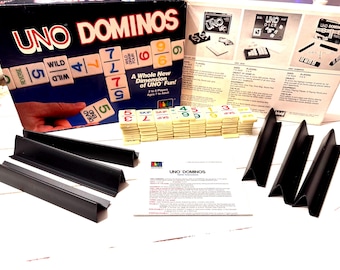 1987 UNO Dominoes Spiel Komplett Set | Klassisches 80er Jahre Familien Brettspiel