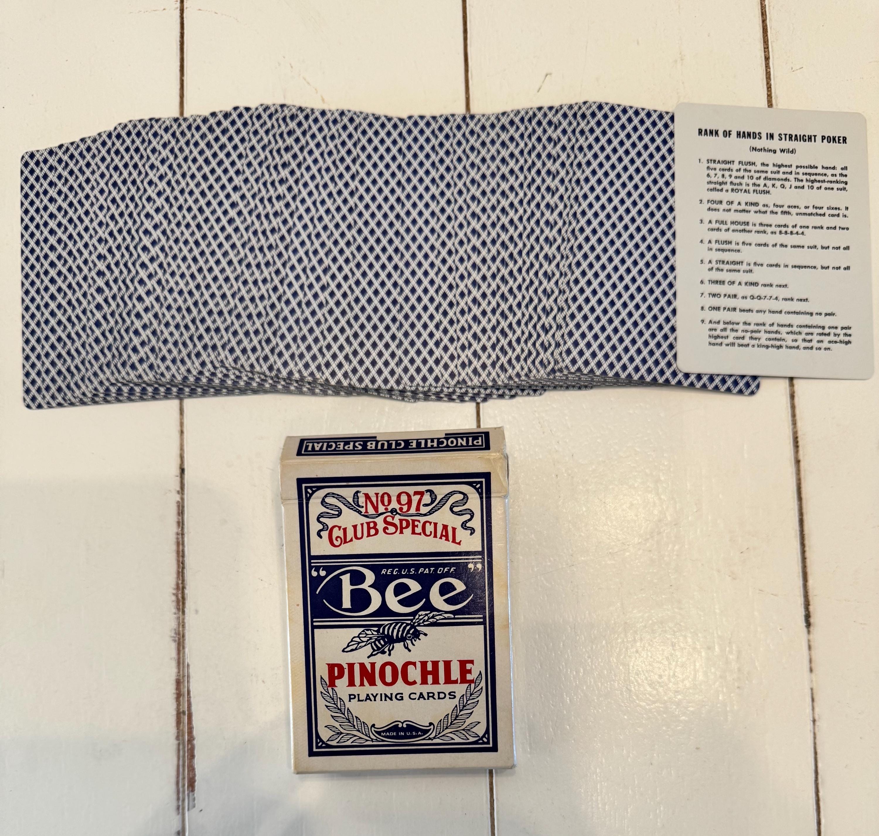 Vintage 1970s Bee No 97 Club Special Pinochle Playing Cards Back