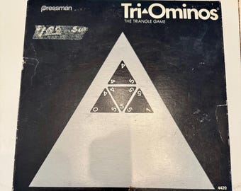 Jogo de tabuleiro Tri-Ominos Triangular Vintage dos anos 1960 | Jogo de tabuleiro de estratégia Pressman