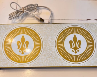 Vintage Warm-O-Tray Electric Food Warmer Harvest Gold Fleur De Lis Serving Tray 1960s Retro Buffet Warmer Tested Working
