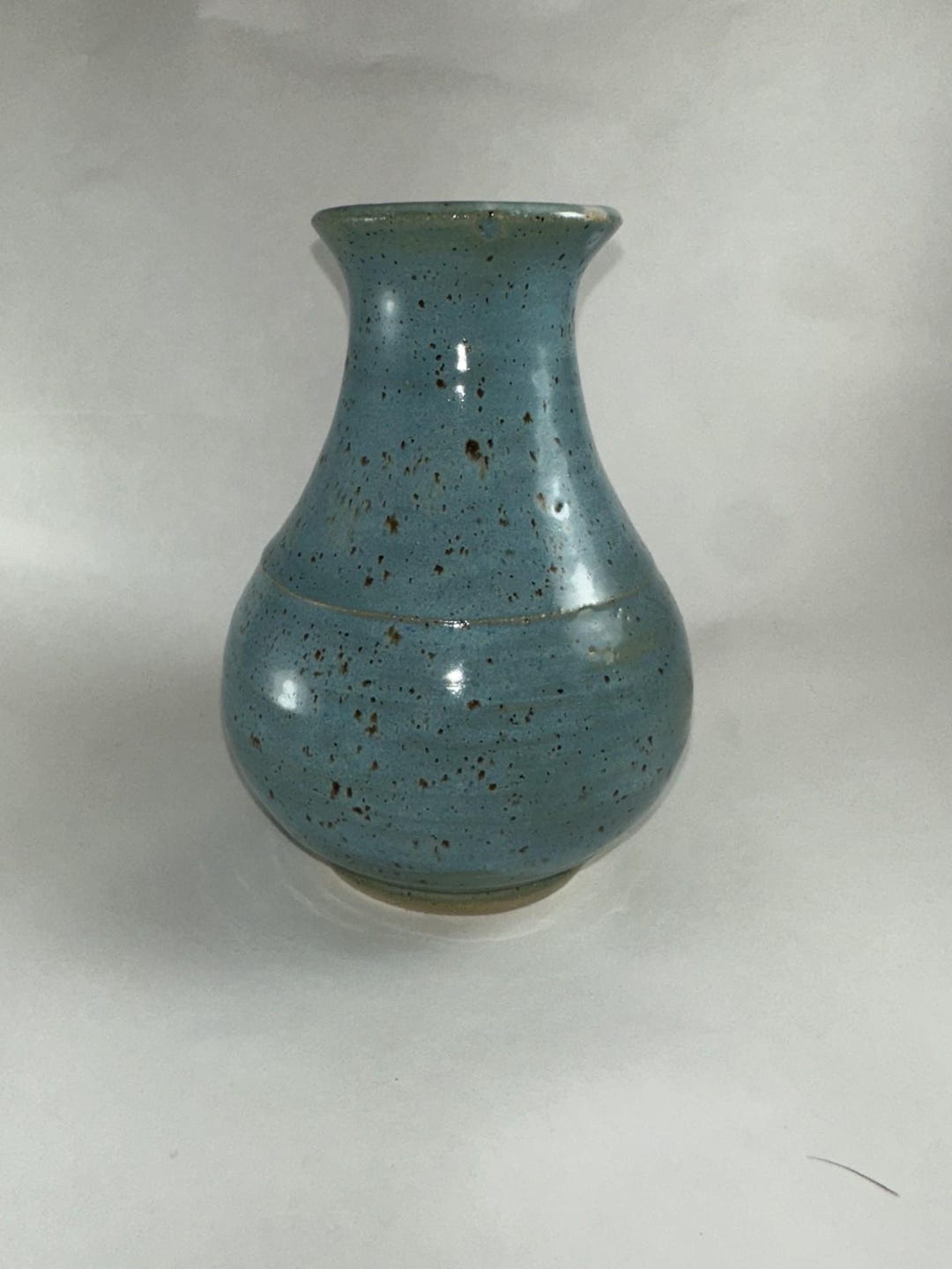 Handmade Blue Stoneware Vase – Wheel Thrown Ceramic Vase With Speckled ...