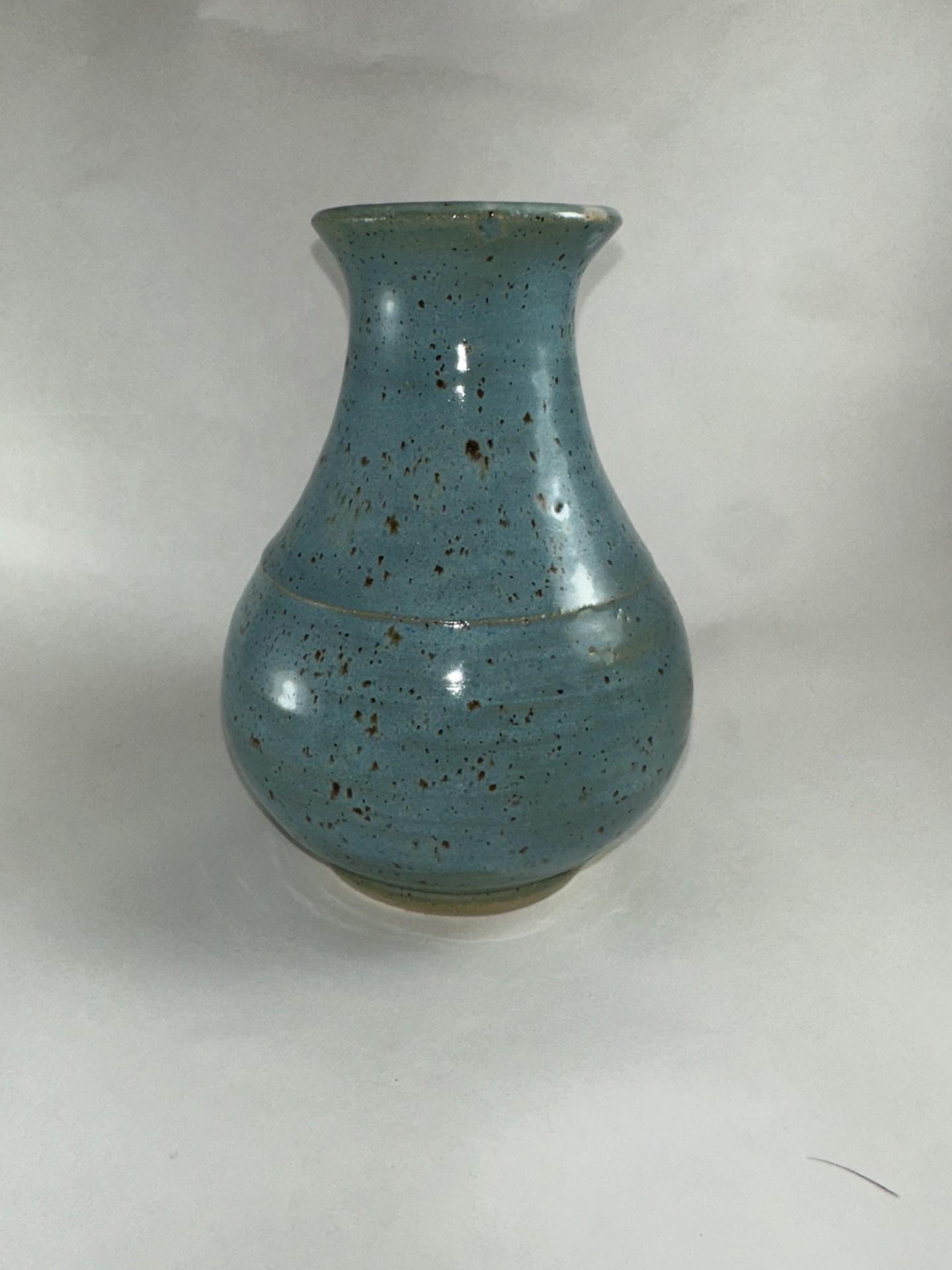 Handmade Blue Stoneware Vase – Wheel Thrown Ceramic Vase With Speckled ...