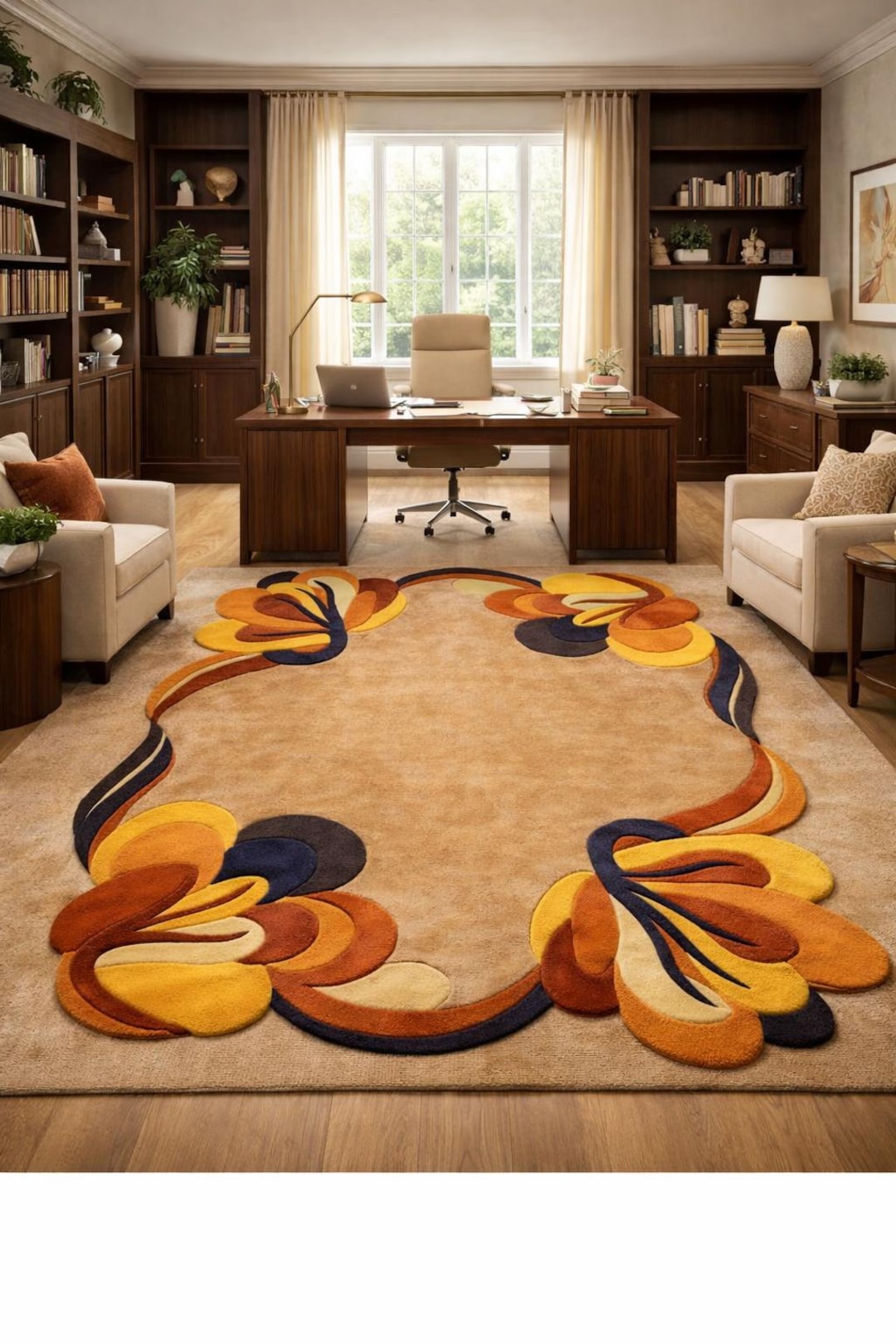 Hand-tufted Abstract Floral Area Rug – Warm Earth Tones - Etsy
