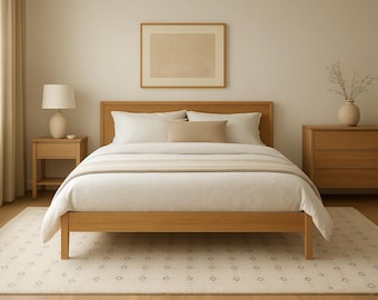 Tappeto in lana annodato a mano / Tappeto geometrico beige