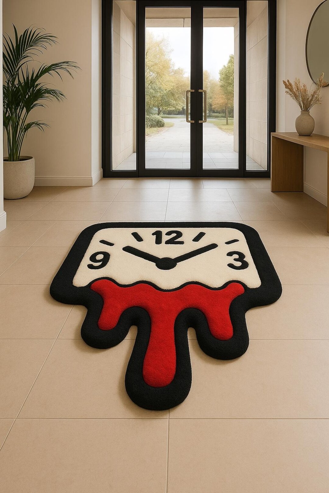Melting Clock Hand-tufted Rug – Modern Artistic Carpet - Etsy