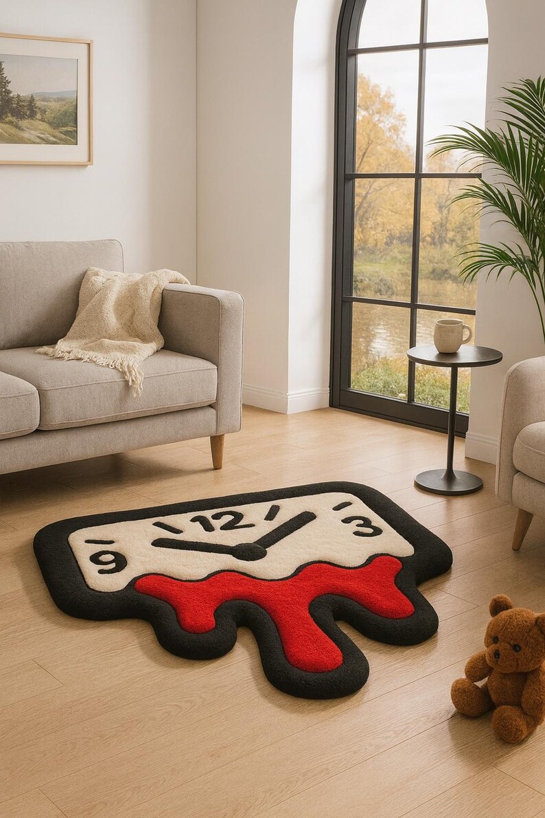 Melting Clock Hand-tufted Rug – Modern Artistic Carpet - Etsy
