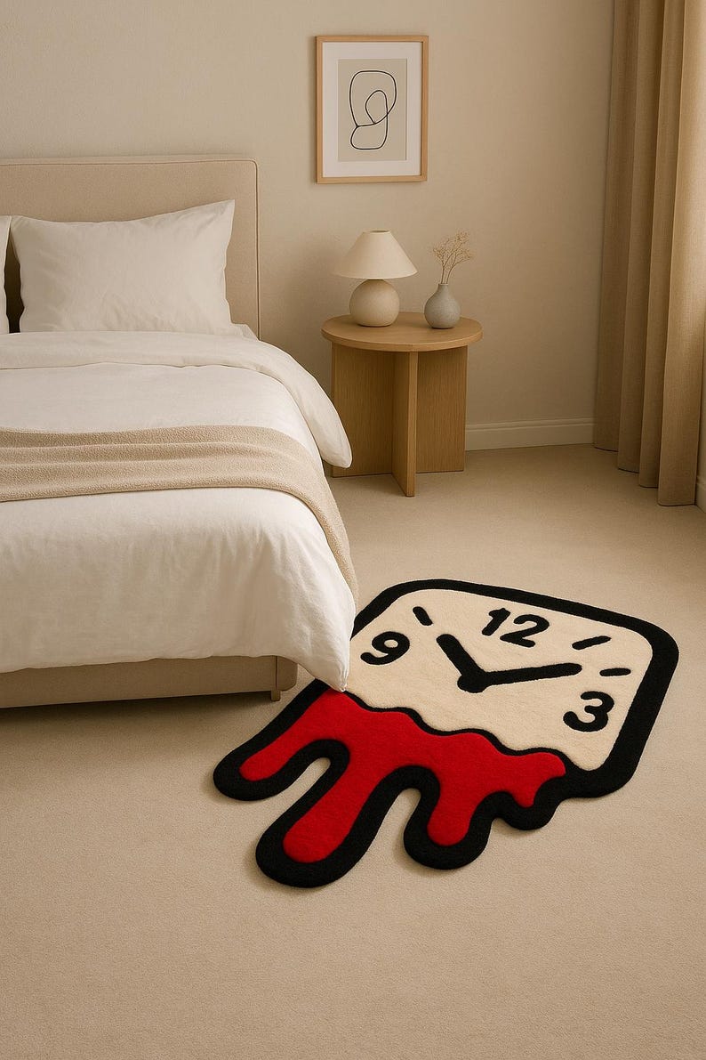 Melting Clock Hand-tufted Rug – Modern Artistic Carpet - Etsy