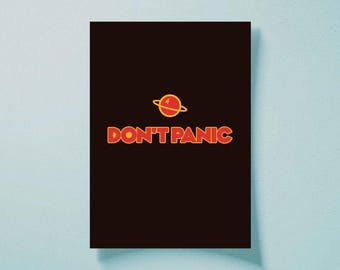 Hitchhiker's Guide Quote Don't Panic Poster: Galaxy Sci-Fi Nerd Wall Art (Digital Download)